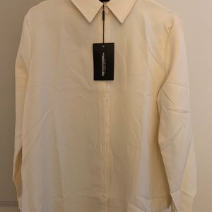 Oversized, cream, collared shirt from PLT
